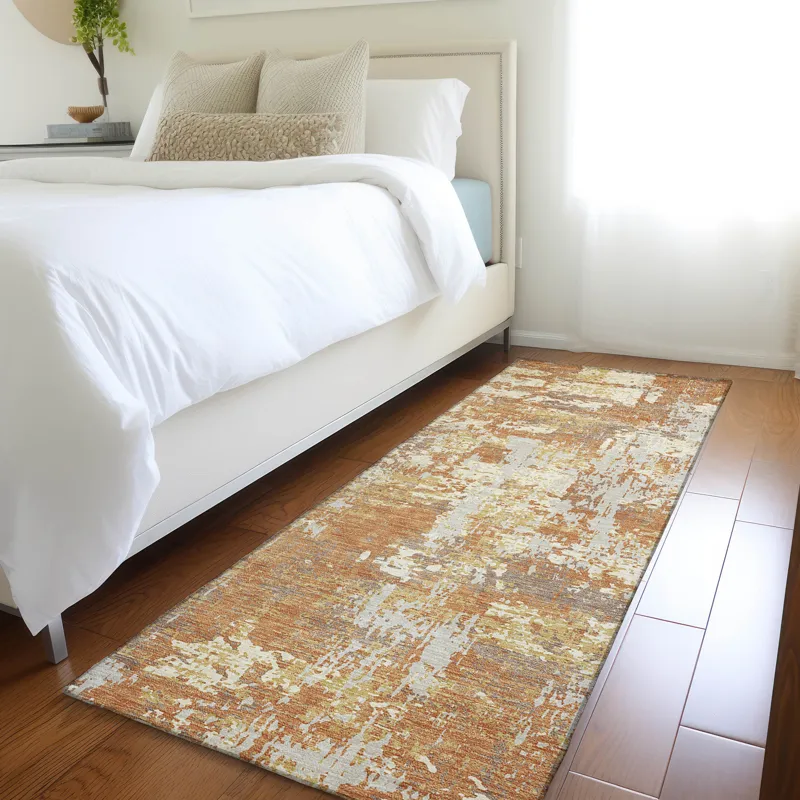 Luxury Washable Indoor/Outdoor Kochi Copper 2\'3\" x 7\'6\" Runner Rug