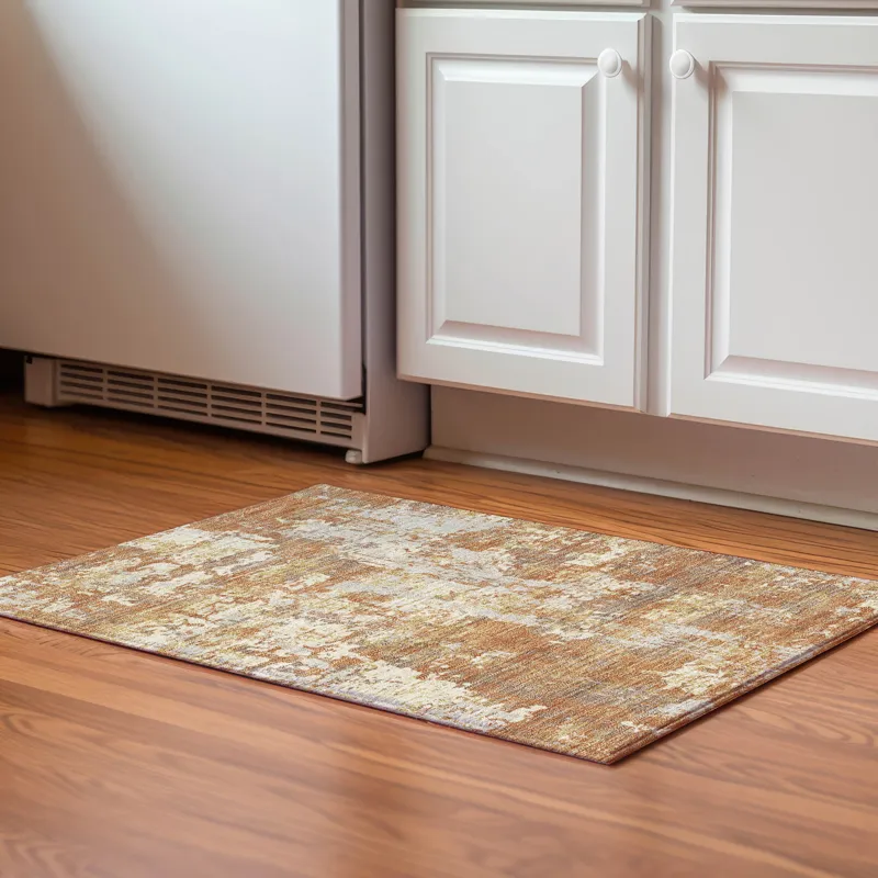Luxury Washable Indoor/Outdoor Kochi Copper 1\'8\" x 2\'6\" Rug