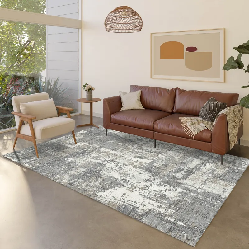 Luxury Washable Indoor/Outdoor Kochi Gray 2\'6\" x 3\'10\" Rug