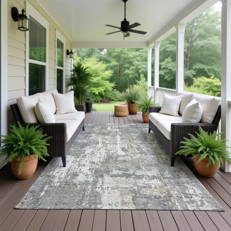 Luxury Washable Indoor/Outdoor Kochi Gray 2\'6\" x 3\'10\" Rug