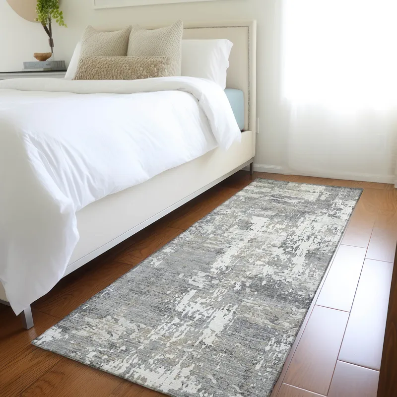 Luxury Washable Indoor/Outdoor Kochi Gray 2\'3\" x 7\'6\" Runner Rug