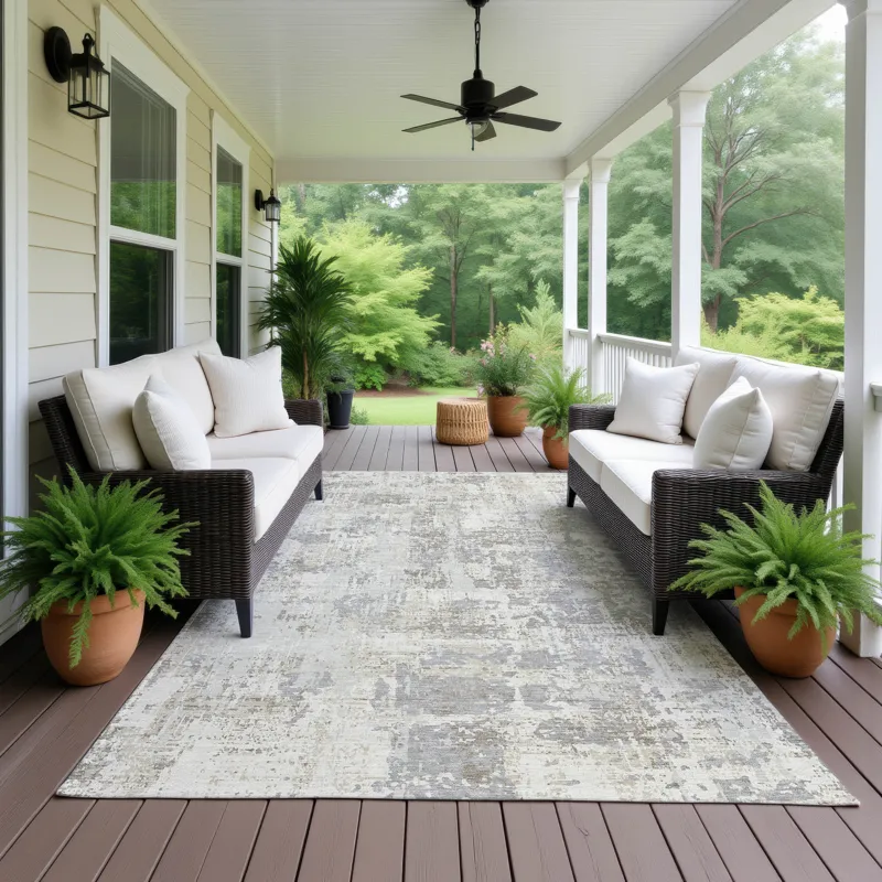 Luxury Washable Indoor/Outdoor Kochi Linen 10\' x 14\' Rug