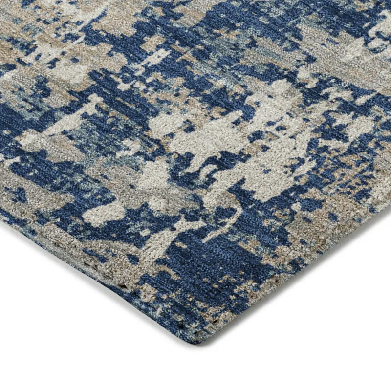 Luxury Washable Indoor/Outdoor Kochi Navy 8\' x 10\' Rug