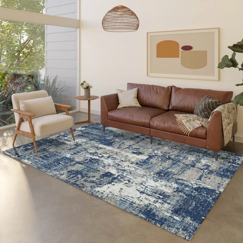 Luxury Washable Indoor/Outdoor Kochi Navy 8\' x 10\' Rug