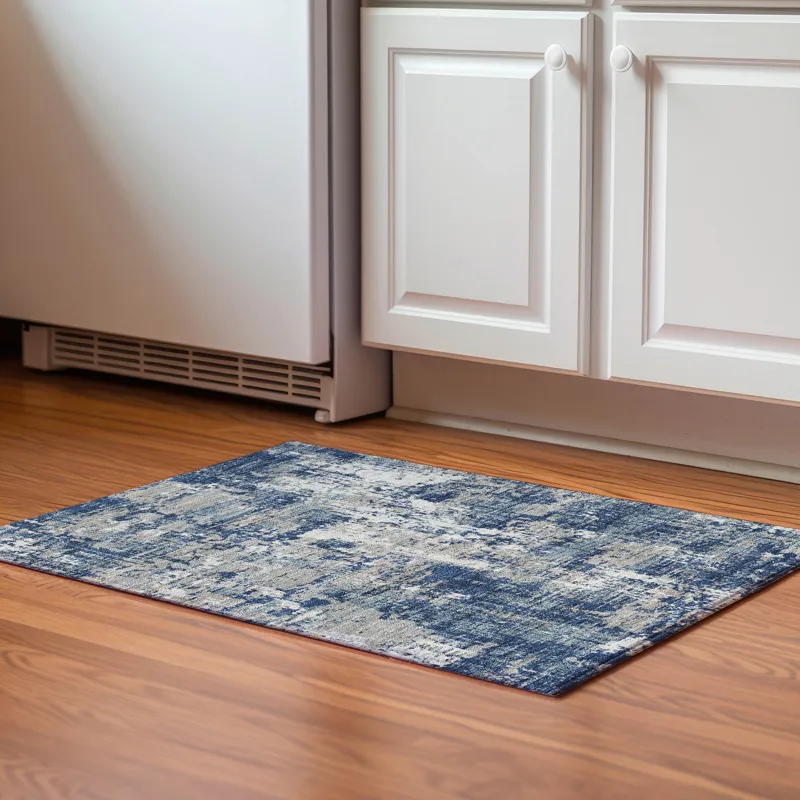 Luxury Washable Indoor/Outdoor Kochi Navy 1\'8\" x 2\'6\" Rug