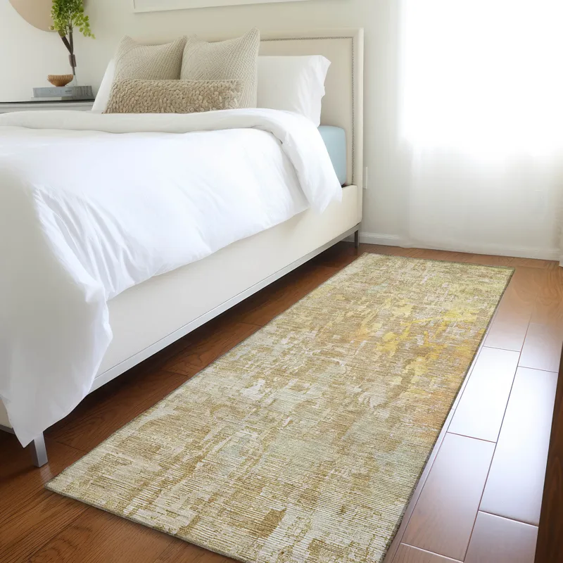 Luxury Washable Indoor/Outdoor Kochi Khaki 2\'3\" x 7\'6\" Runner Rug