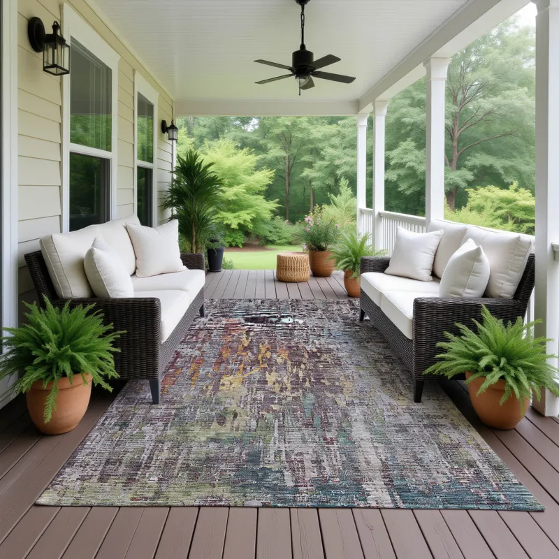 Luxury Washable Indoor/Outdoor Kochi Plum 8\' x 10\' Rug