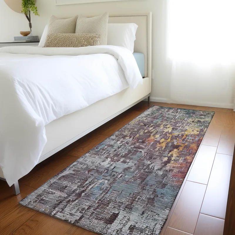 Luxury Washable Indoor/Outdoor Kochi Plum 2\'3\" x 7\'6\" Runner Rug