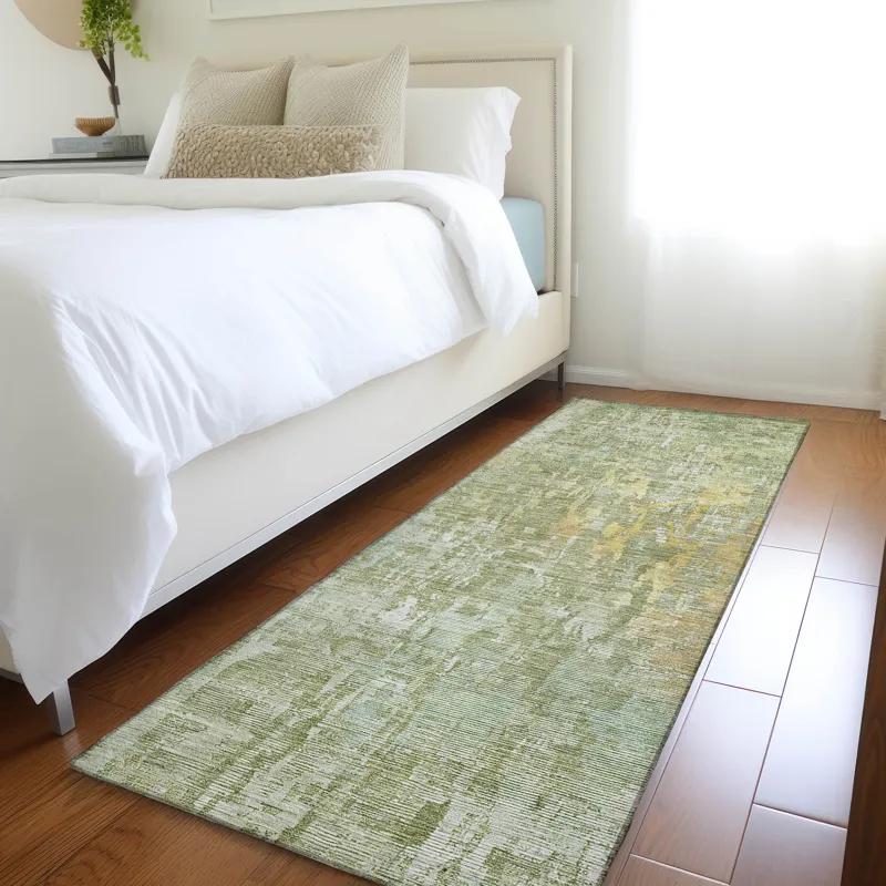 Luxury Washable Indoor/Outdoor Kochi Sage 2\'3\" x 7\'6\" Runner Rug