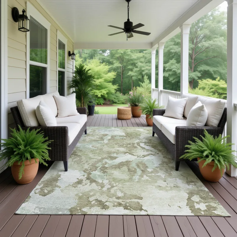 Luxury Washable Indoor/Outdoor Kochi Aloe 5\' x 7\'6\" Rug