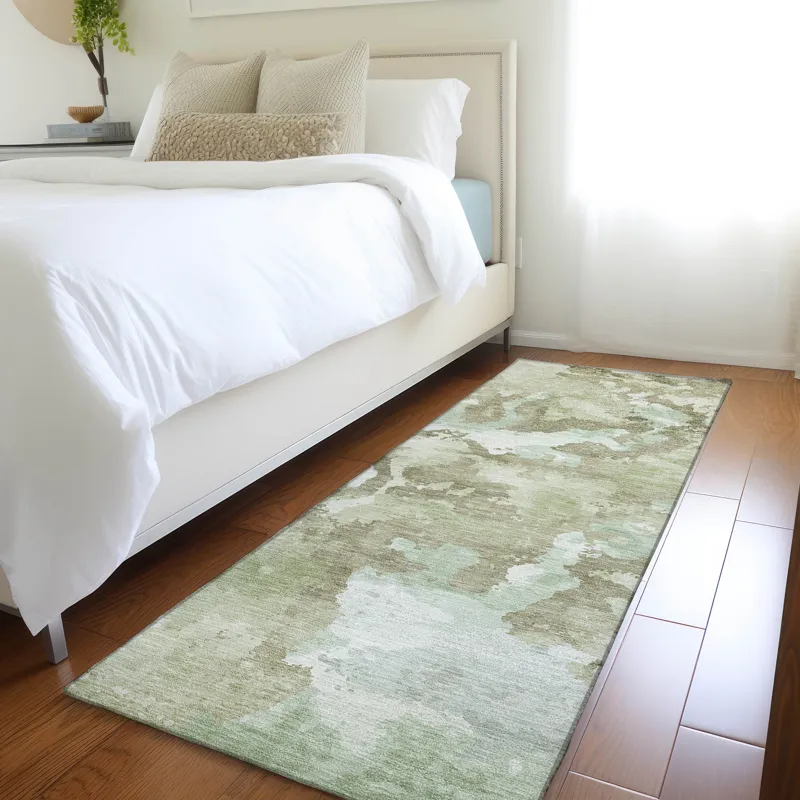 Luxury Washable Indoor/Outdoor Kochi Aloe 2\'3\" x 7\'6\" Runner Rug