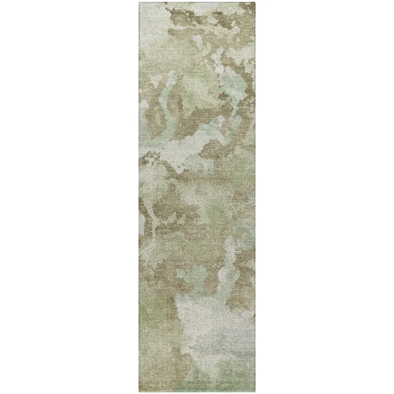 Luxury Washable Indoor/Outdoor Kochi Aloe 2\'3\" x 7\'6\" Runner Rug