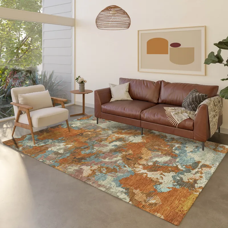 Luxury Washable Indoor/Outdoor Kochi Copper 3\' x 5\' Rug