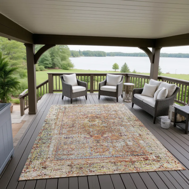Indoor/Outdoor Karaj Coral 5\' x 7\'6\" Rug