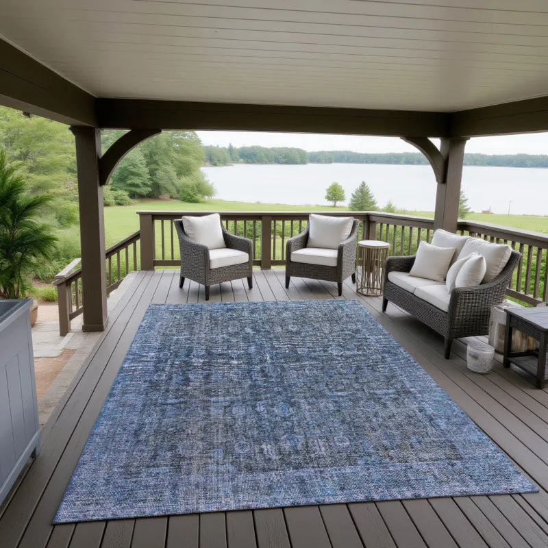 Indoor/Outdoor Karaj Blue 10\' x 14\' Rug