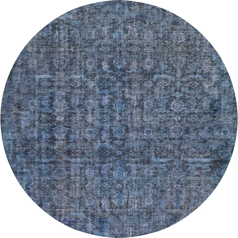 Indoor/Outdoor Karaj Blue 8\' x 8\' Round Rug