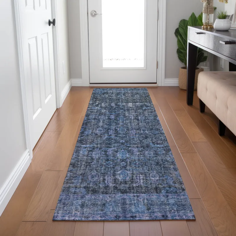 Indoor/Outdoor Karaj Blue 2\'3\" x 7\'6\" Runner Rug