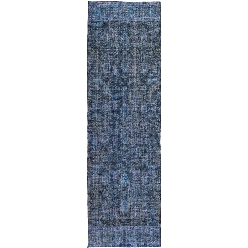 Indoor/Outdoor Karaj Blue 2\'3\" x 7\'6\" Runner Rug