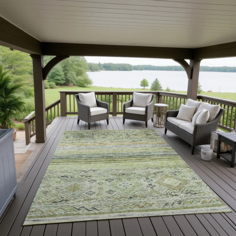 Indoor/Outdoor Karaj Aloe 10\' x 14\' Rug