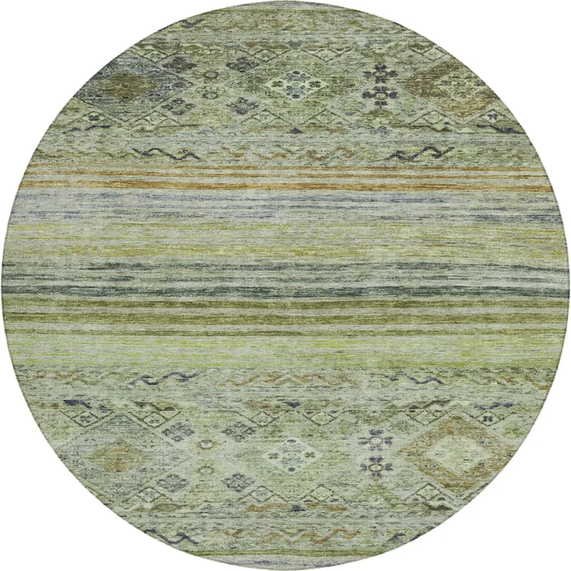 Indoor/Outdoor Karaj Aloe 8\' x 8\' Round Rug