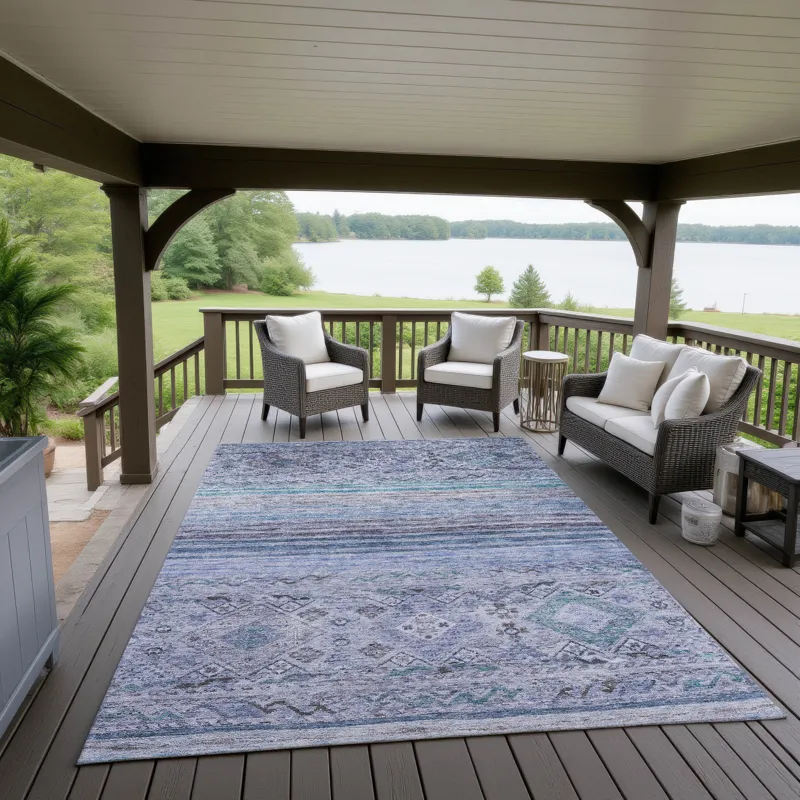 Indoor/Outdoor Karaj Blue 2\'6\" x 3\'10\" Rug