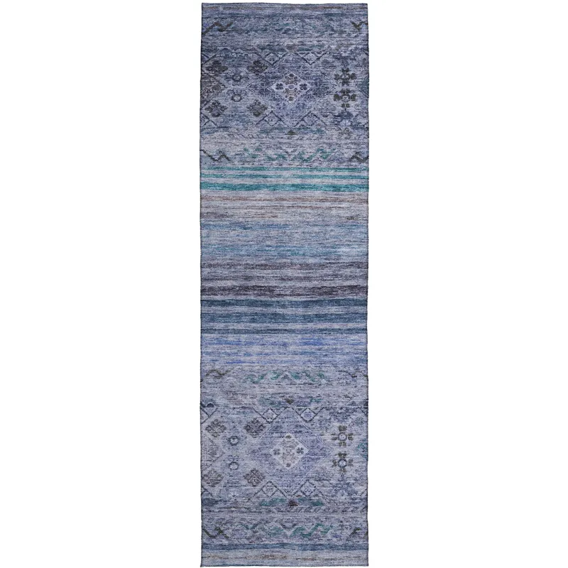 Indoor/Outdoor Karaj Blue 2\'3\" x 7\'6\" Runner Rug