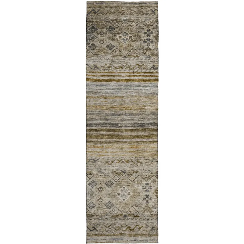 Indoor/Outdoor Karaj Brown 2\'3\" x 7\'6\" Runner Rug