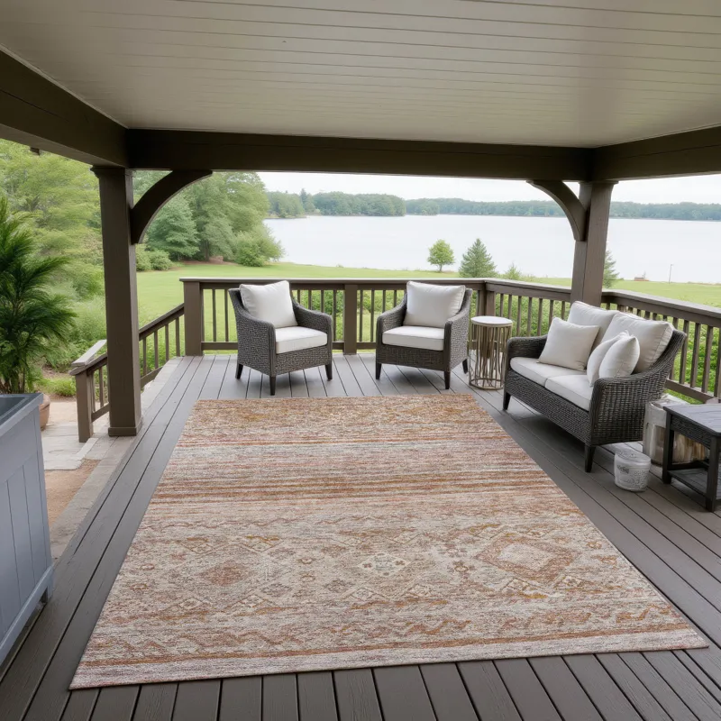 Indoor/Outdoor Karaj Copper 9\' x 12\' Rug