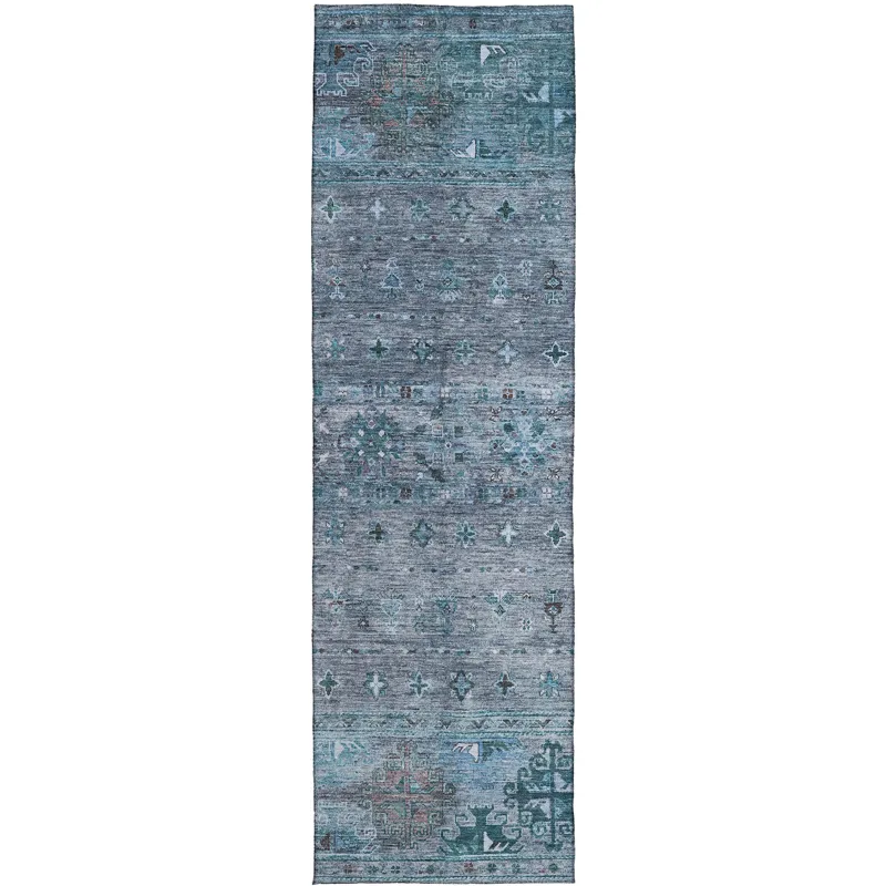 Indoor/Outdoor Karaj Blue 2\'3\" x 7\'6\" Runner Rug