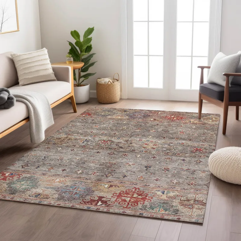 Indoor/Outdoor Karaj Gray 3\' x 5\' Rug