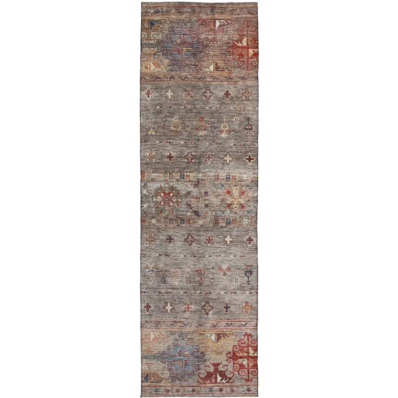 Indoor/Outdoor Karaj Gray 2\'3\" x 7\'6\" Runner Rug