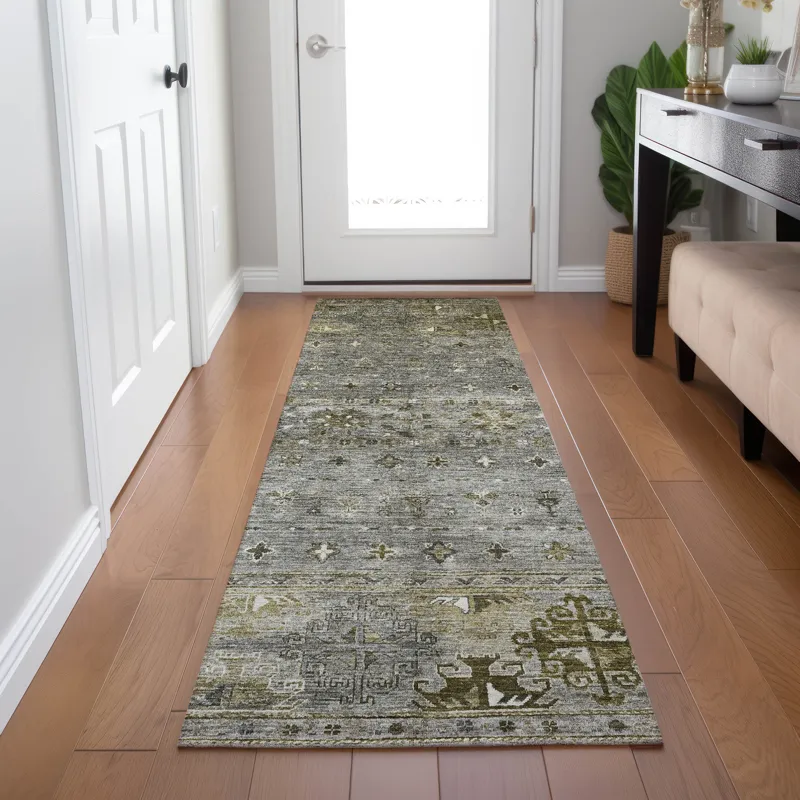 Indoor/Outdoor Karaj Pewter 2\'3\" x 7\'6\" Runner Rug