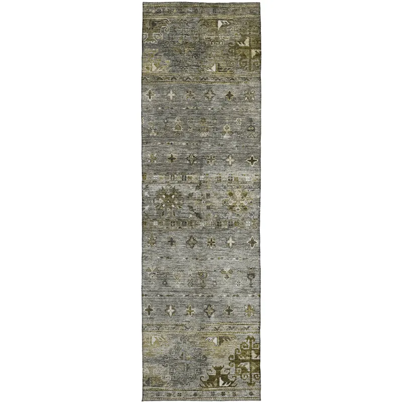 Indoor/Outdoor Karaj Pewter 2\'3\" x 7\'6\" Runner Rug