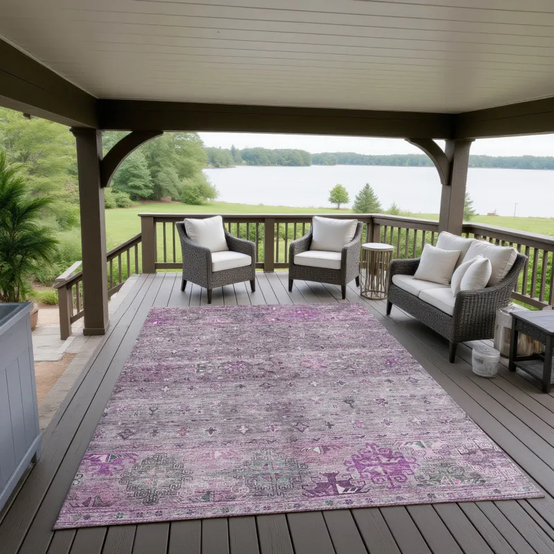 Indoor/Outdoor Karaj Purple 9\' x 12\' Rug