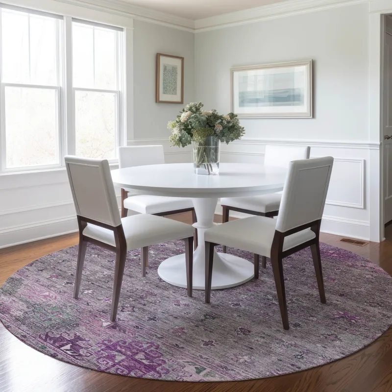 Indoor/Outdoor Karaj Purple 8\' x 8\' Round Rug