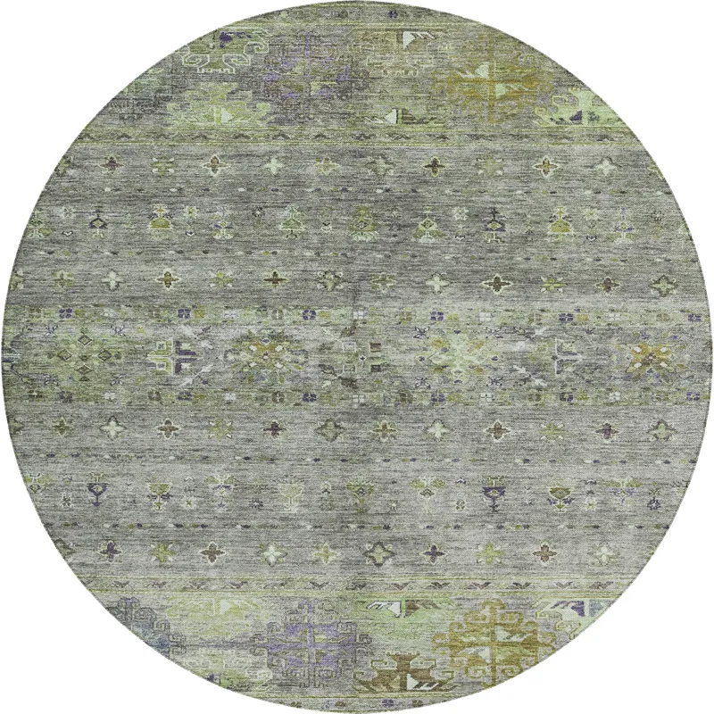Indoor/Outdoor Karaj Sage 8\' x 8\' Round Rug