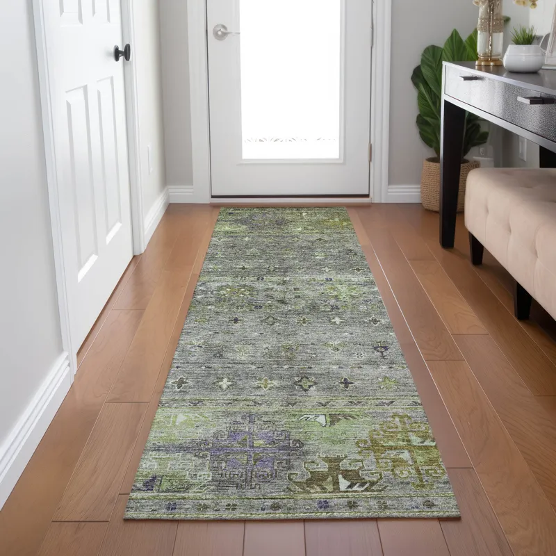 Indoor/Outdoor Karaj Sage 2\'3\" x 7\'6\" Runner Rug