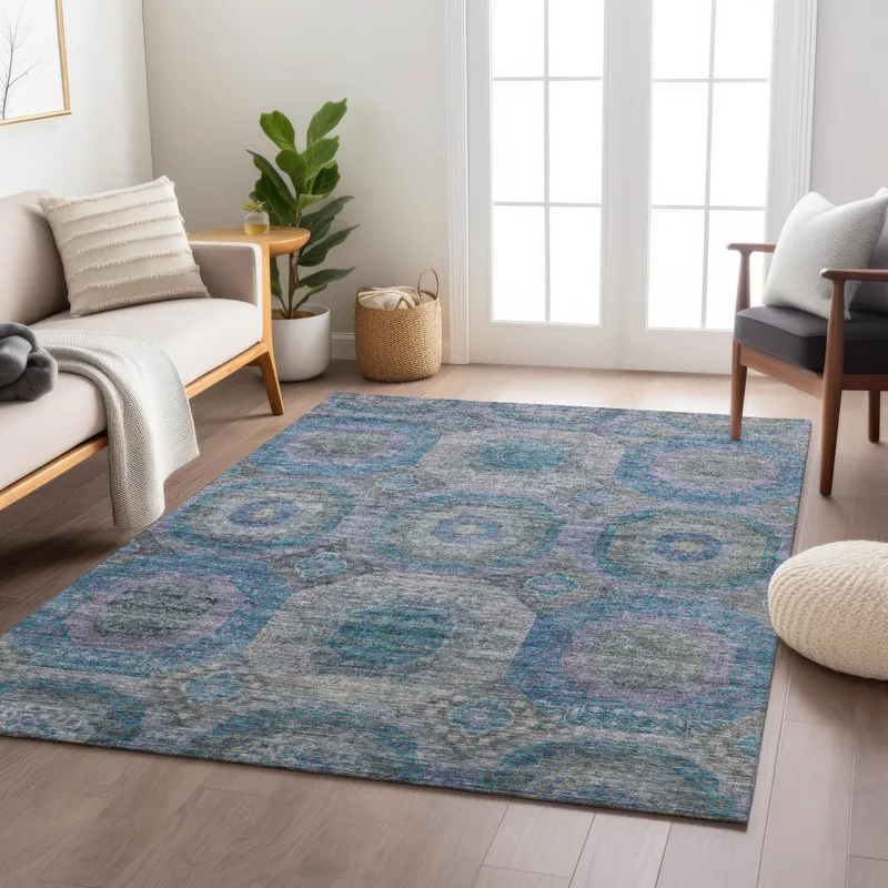 Indoor/Outdoor Karaj Blue 9\' x 12\' Rug