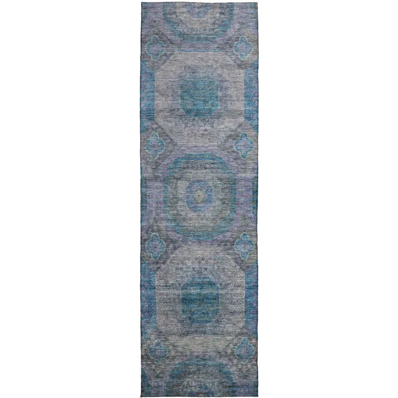 Indoor/Outdoor Karaj Blue 2\'3\" x 7\'6\" Runner Rug