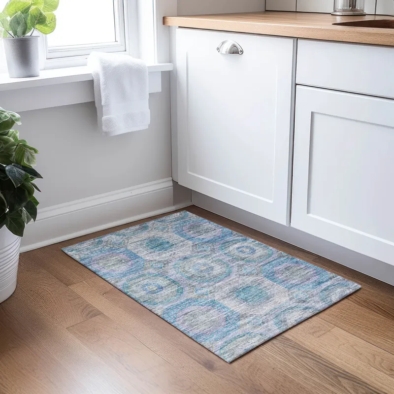 Indoor/Outdoor Karaj Blue 1\'8\" x 2\'6\" Rug