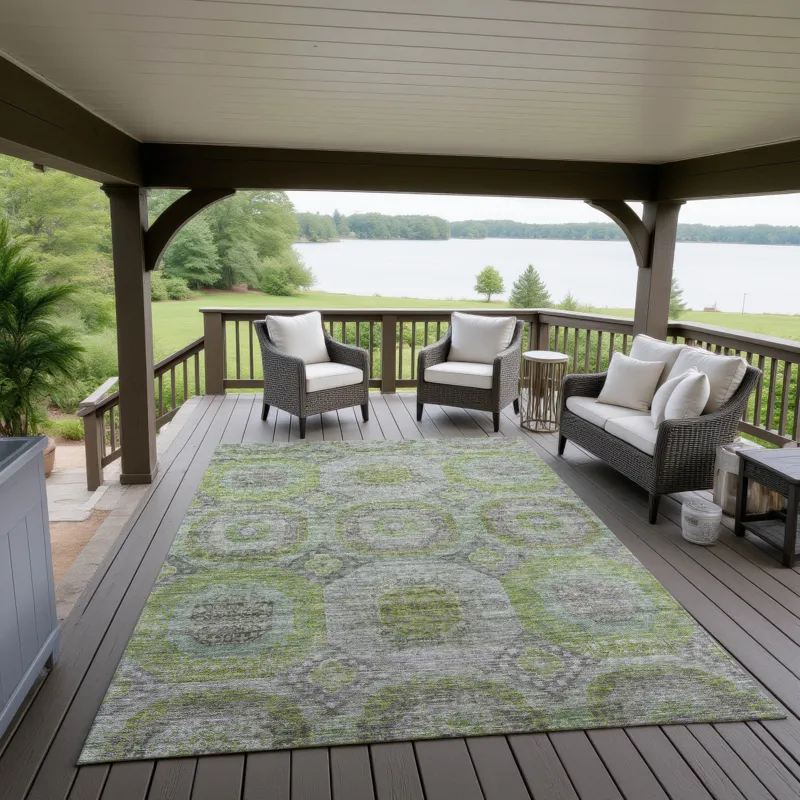 Indoor/Outdoor Karaj Olive 2\'6\" x 3\'10\" Rug