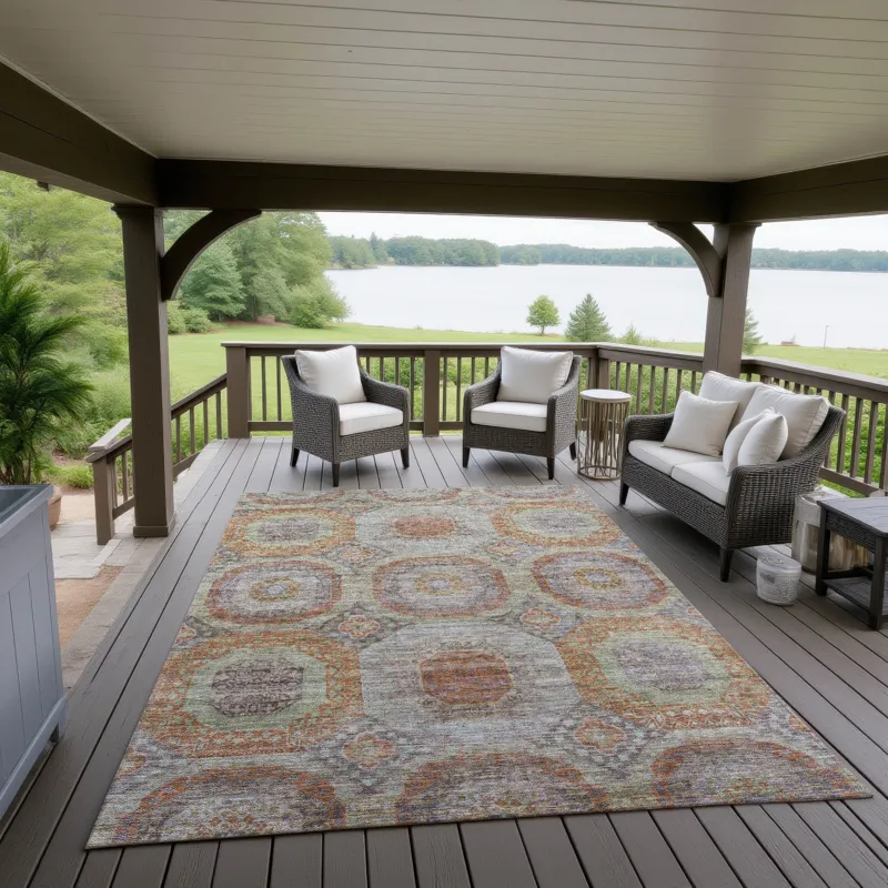 Indoor/Outdoor Karaj Paprika 5\' x 7\'6\" Rug