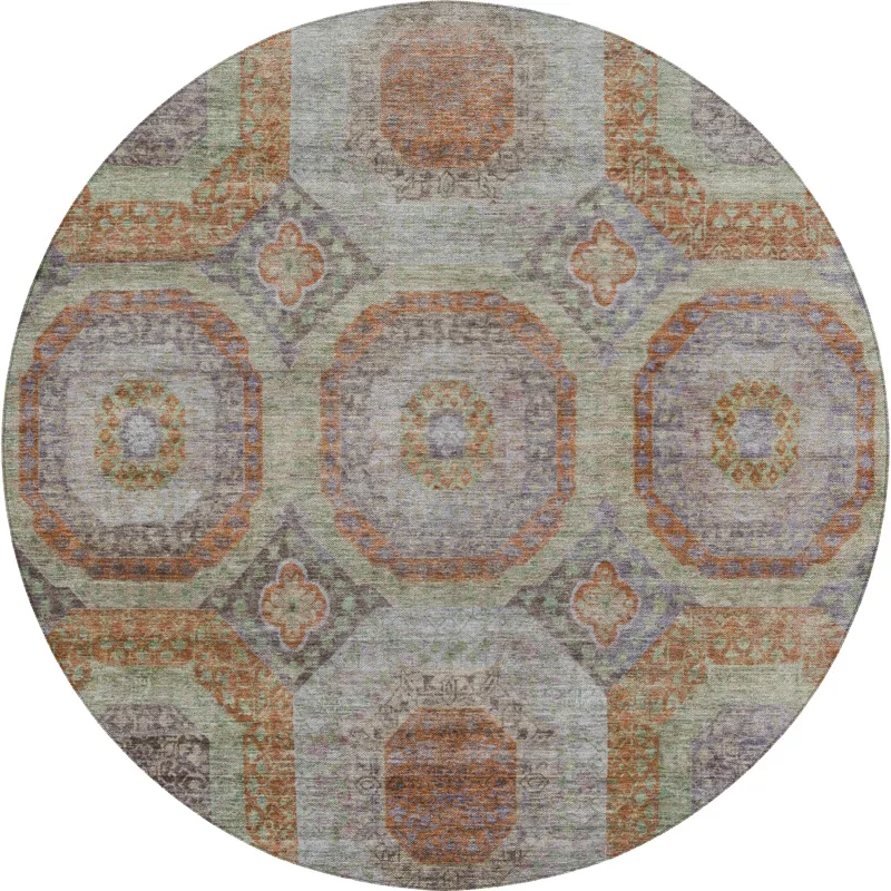 Indoor/Outdoor Karaj Paprika 8\' x 8\' Round Rug
