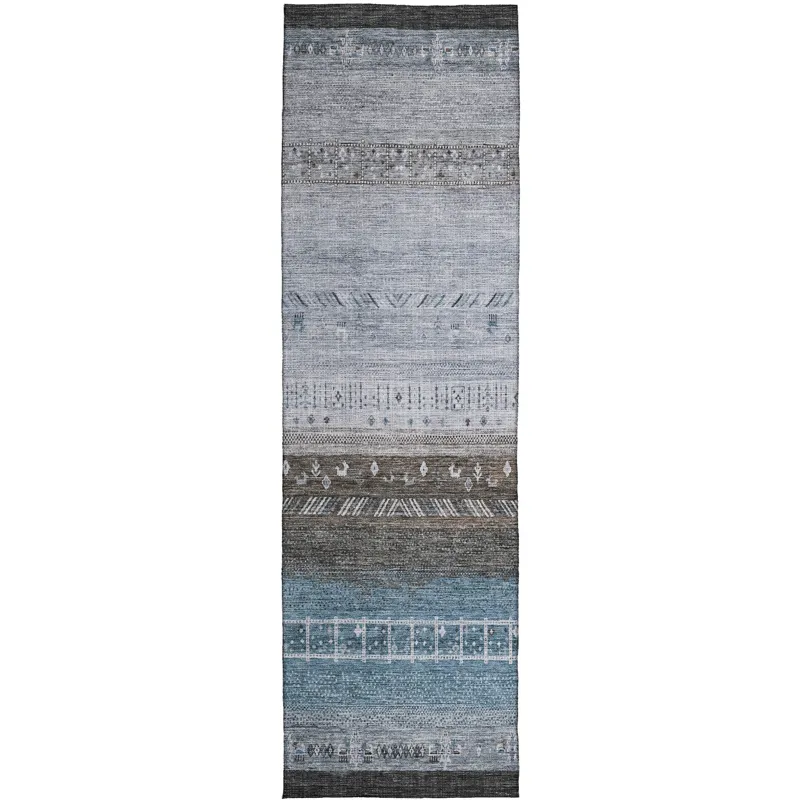Indoor/Outdoor Karaj Blue 2\'3\" x 7\'6\" Runner Rug
