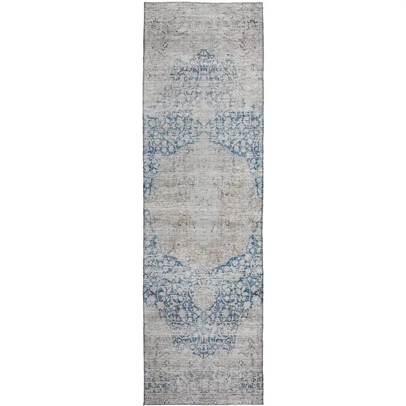 Indoor/Outdoor Karaj Blue 2\'3\" x 7\'6\" Runner Rug