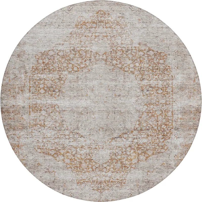 Indoor/Outdoor Karaj Copper 8\' x 8\' Round Rug
