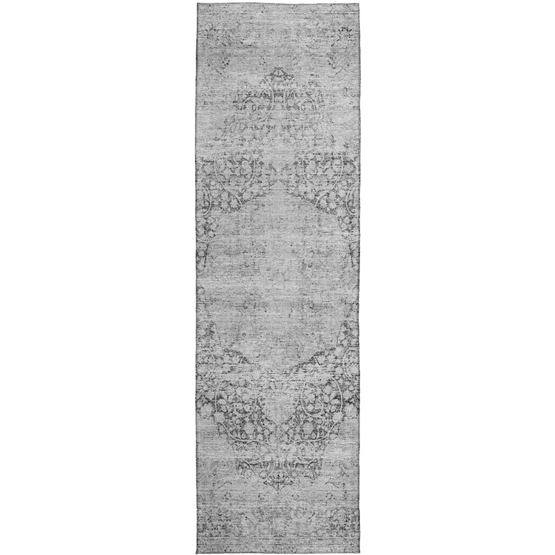 Indoor/Outdoor Karaj Gray 2\'3\" x 7\'6\" Runner Rug