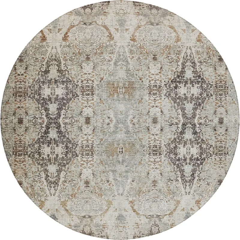 Indoor/Outdoor Karaj Linen 8\' x 8\' Round Rug