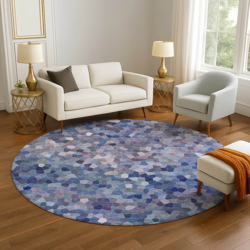 Luxury Washable Indoor/Outdoor Kaleidoscope Baltic 8\' x 8\' Round Rug