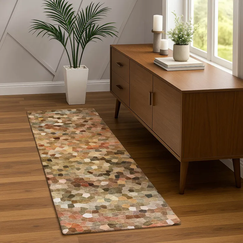 Luxury Washable Indoor/Outdoor Kaleidoscope Canyon 2\'3\" x 7\'6\" Runner Rug